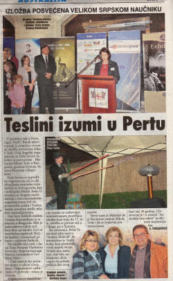Vest Serbian newspaper July 2011 re Tesla Expo with Dr Electric.