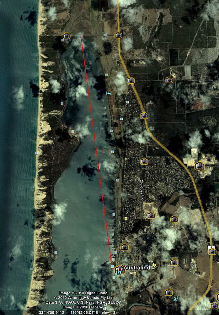 LED flashlight 9km away marked on Google Earth