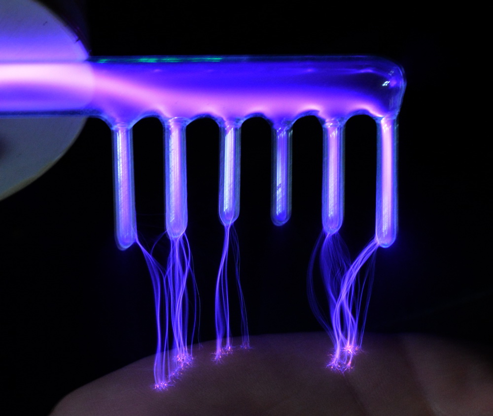 Violet ray tube prongs
